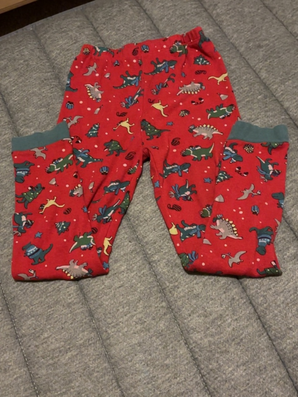 Kids Red Christmas Dinosaur Print Pajama Pants